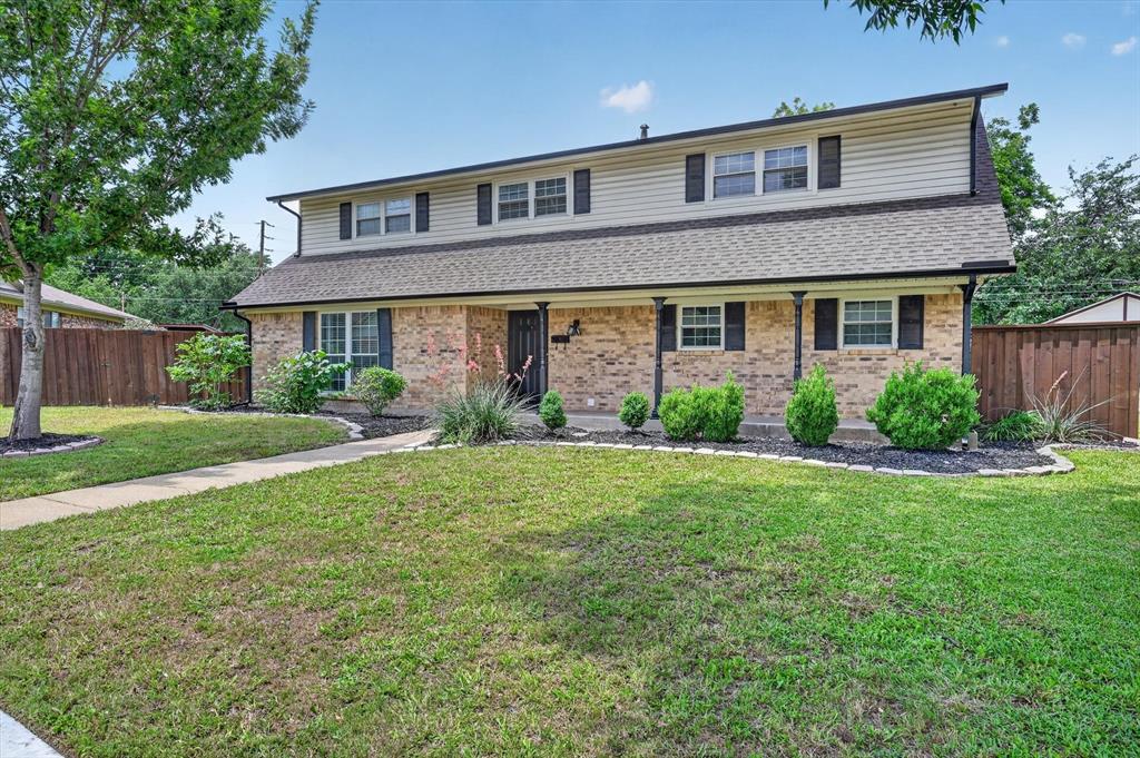 Tucked at the end of a quiet cul-de-sac in Braeburn Glen, this updated two-story traditional offers 2,189 square feet of flexible living space on a generous 0.32-acre lot — and no HOA. Inside, a galley kitchen anchors the home with granite countertops, dual sinks, built-in cabinetry, a walk-in pantry, and an adjoining breakfast nook, all flowing into a spacious family room warmed by a gas-log fireplace. The standout feature is a rare dual-primary layout: the main suite upstairs boasts a custom closet system and a spa-style bath with a jetted garden tub, separate shower with body sprays, granite-topped vanity, and built-in cabinets, while a second ensuite primary bedroom offers its own walk-in closet — perfect for guests, multigenerational living, or a private home office. Durable luxury vinyl plank, hardwood, and ceramic tile flooring run throughout. Step outside to a large grassy backyard built for entertaining, complete with a covered patio, built-in barbecue, and fire pit, plus a separate storage shed. The rear-entry garage adds even more value with a dedicated workshop, alley access, and an electric gate. Zoned to Dallas ISD and just minutes from downtown Dallas and major commuter routes, this move-in-ready home is ready to welcome you.