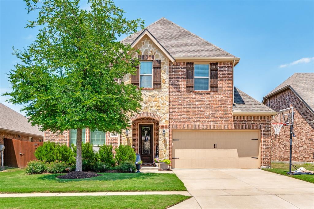 Nestled in McKinney’s sought after Highlands at Westridge community and zoned to highly rated Prosper ISD, this versatile 5-bedroom home offers a functional floor plan, beautiful curb appeal, and thoughtful design throughout, including a roof replaced in 2025. Extensive wood floors and arched walkways create warmth and character, while the formal dining room adds additional living and entertaining space. The open concept layout centers around the spacious family room with corner fireplace and chef’s kitchen featuring granite countertops, stainless steel appliances, island, 4 burner gas cooktop, and seamless flow into the breakfast area and living spaces. The first floor primary suite offers a private retreat with dual sinks, makeup vanity, soaking tub, walk in shower, and generous closet space, while two additional downstairs bedrooms provide flexibility for guests, office space, or hobbies. Upstairs features a large game room, dedicated media room, and two secondary bedrooms. Enjoy the covered patio and spacious backyard, along with community amenities including a swimming pool, nearby Prestwyck Park, playgrounds, splash pad, and open green space. Conveniently located near the McKinney, Prosper, and Frisco border with easy access to shopping, dining, major highways, top employment hubs, and the PGA of America headquarters..