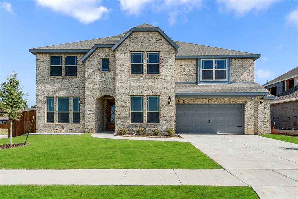 READY NOW! Bloomfield Homes' Bellflower hosts 5 beds, 4.5 baths, and a 2.5-car garage. This home has it all - Study with Glass French doors, Mud Room & Laundry connected to the Primary Suite, Formal Dining Room, an upstairs Game Room and Media Room, and a Covered Patio. Primary Suite and a second bedroom suite downstairs; 3 bedrooms upstairs, including 2 that share a Jack & Jill bath. Beautiful Laminate Wood floors throughout, upgraded carpet, and the Family room hosts Vaulted Ceilings and a Stone-to-mantel Fireplace. Primary Suite has a luxury bath offering a jetted tub, shower, and separate vanities. The Deluxe Kitchen is a chef's dream hosting custom cabinets with pot & pan drawers, a wood vent hood, a large island, gorgeous Granite Countertops, and built-in SS appliances. Upgraded Stone & Brick exterior, Sprinkler System & Stained Fencing, corner lot, lighting system and a gas stub. Stop by or call Bloomfield's Hampton Park model to find out more!