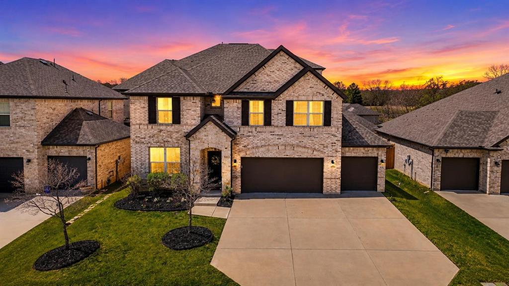 Recent price improvement may alternatively be used toward closing costs. A 1-year lender rate buy-down is also available for qualified buyers through the preferred lender.  One of the lowest-priced homes per square foot in Sycamore Cove, now offered at $619,900. This nearly new home offers a rare combination of a 3-car garage, dedicated office, media room, flexible 5th-bedroom option, and premium tree-lined lot near Lake Lewisville. Must-see nearly new home in Sycamore Cove, a limited Beazer community where new homes are no longer being built. Built in December 2022, this spacious home offers a 3-car garage, a private tree-lined premium lot, flexible bonus space, and views of Lake Lewisville beyond the trees. The floor plan features 4 bedrooms, 3 full baths, a dedicated office, and an enclosed permitted bonus room currently used as a second office and game room that could easily function as a 5th bedroom, gym, playroom, or additional living space. Inside, enjoy wood floors, open-concept living, dining, and kitchen spaces, abundant cabinetry, granite countertops, and a large peninsula with seating. The primary suite and an additional bedroom are located downstairs, while two bedrooms, the bonus room, and a large media room with built-in surround sound are upstairs. Smart features include an EV charger, smart thermostat, smart oven, and security system with front and rear cameras. The remaining 10-year structural warranty provides added peace of mind. Enjoy nearby Sycamore Bend Park with boat ramp access, nature trails, and Lake Lewisville recreation just down the road. The community also offers a pond, fishing dock, scenic green space, and no MUD or PID tax, all conveniently located near I-35E, shopping, dining, Dallas, and DFW Airport.