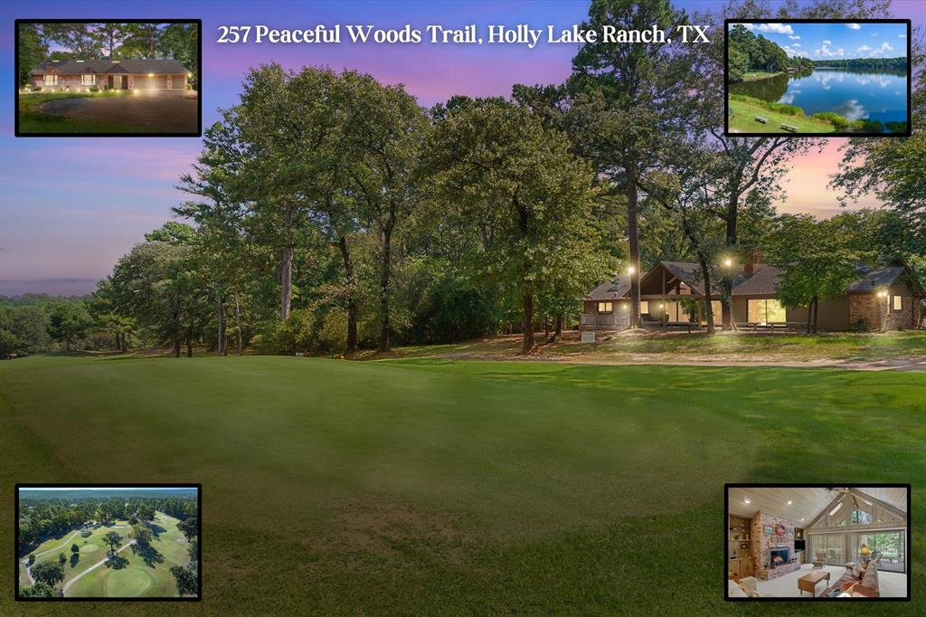 Step into a home that truly has it all — privacy, charm, and resort-style living! This immaculately maintained 3-bed, 2-bath retreat sits directly on the golf course and is surrounded by towering East Texas pines, giving you the perfect mix of serenity and excitement. Inside, you’ll love the soaring wood-clad ceilings, walls of windows, and natural light that pours in — highlighting the open floor plan and the stunning floor-to-ceiling brick fireplace in the living room. The spacious kitchen and dining area are designed for gathering, with an island, breakfast bar seating, and plenty of storage for entertaining in style. The oversized primary suite is a showstopper with a tray ceiling, sitting area, and direct access to the deck for quiet morning coffee with peaceful wooded views. Step outside to the expansive deck overlooking the course — perfect for evening cocktails, weekend barbecues, or simply soaking in the fresh pine-scented air. Outside, a circular driveway and three-car garage give the property a grand feel and plenty of parking for guests. Plus, the roof has been recently replaced with beautiful copper accents, so all the big work is done for you! As a Holly Lake Ranch resident, you’ll enjoy gated security and an unbeatable lineup of amenities — an 18-hole golf course, tennis and pickleball courts, swimming pool, fishing lakes, walking trails, and more. Whether you’re searching for a full-time residence or a weekend escape this one has it all.