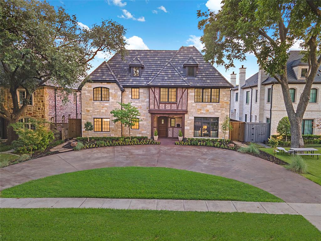 One of the best values in HPISD - Must see in person - Amazing rental history - All Investors should look at this home -  6-Bedroom French Tudor in Caruth Hills offers comfort & entertainment in perfection. The exterior is English Lueder stone & wood trim, with a Boral Saxony synthetic slate roof. The living area boasts a open 3-story cathedral ceiling adorned with wooden arches, & beams. Two fireplaces, access to the outdoor living space with pool & built in grill. Gourmet kitchen with Viking appliances,  60-inch Subzero fridge, Miele coffee station, two dishwashers & a 48-inch Wolfe gas range. 1st floor primary suite, with spacious sitting area, a serene bathroom, dual sinks, and gorgeous oversized custom closet with plenty of built-ins. 1st floor office with wooden built-in shelves & desk. 2 large utility rooms.  Upstairs, 5 generously-sized bedrooms all feature ensuite baths & walk-in closets. The 2nd floor media room shares a wet bar, & full bath.   3rd floor 500 sq ft bonus room.