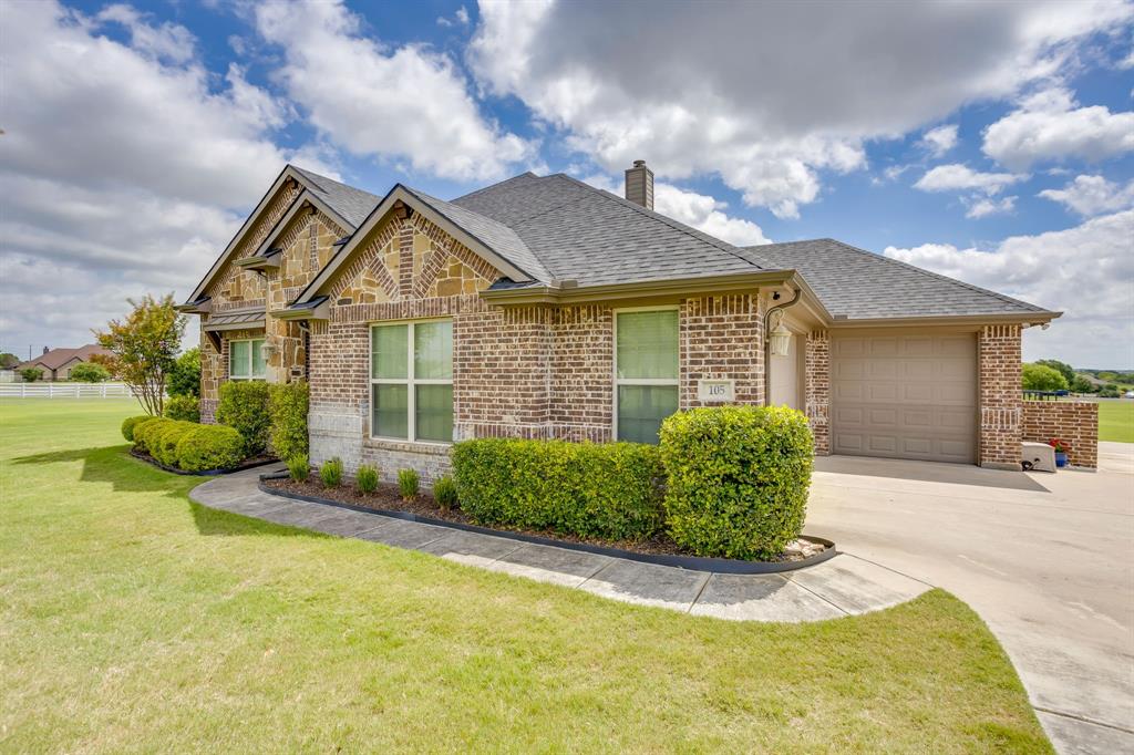 Your perfect retreat just got better! Recently refreshed with a NEW roof and NEW gutters and NEW internet is on the way and currently being installed by AT&T! This well maintained home offers peace and privacy that comes with country living with the convenience of Fort Worth and Granbury just minutes away. This home is ready for you with rich features such as beautiful hardwood floors and arched doorways, plus an easy flowing floorplan and outdoor living space that make relaxing and entertaining a breeze. Sitting on just over an acre, your yard is the perfect spot for anything from corn hole to football. Enjoy a quiet morning coffee on the expansive covered back porch and in the evening entertain friends and family with plenty of space for everyone. End your day with incredible stargazing in the country skies. The openness of this elegant home makes it perfect for entertaining. The kitchen is spacious with granite countertops and it leads into a dining area with ample views of the back yard. The large living area has rich hardwood floors and a stone fireplace that are cozy and welcoming. Downstairs, you’ll find the primary suite which offers plenty of room, privacy, and an ensuite. The guest suite is also downstairs and has its own full bath. The study is a perfect place for your home office, library, or music room. Upstairs offers a large game room with two bedrooms and a full bath. Your vehicles are at home in the two car garage and an additional garage is perfect for your mower, tools, bicycles, sports equipment, or extra storage. Legacy Pointe neighborhood offers highly rated Aledo schools. Enjoy lake time as Lake Granbury and Lake Benbrook are both nearby. This home blends comfort, elegance, and functionality all in one while its location offers the best of both country living and city convenience. Schedule your showing to see for yourself what makes this home so special.