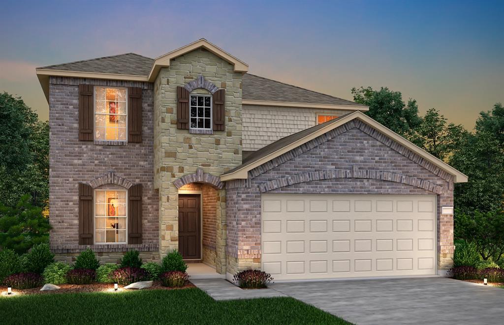 NEW CONSTRUCTION: Arbordale by Centex in Forney. Two-story Mesilla plan - Elevation R.  Available for Nov - Dec 2023 move-in. 4BR, 3BA + Stone front elevation + Window coverings throughout + LVP flooring + Oversized Owner's Suite and Closet - 2,606 sq. ft. Spacious home perfect for growing families, or entertaining guests.