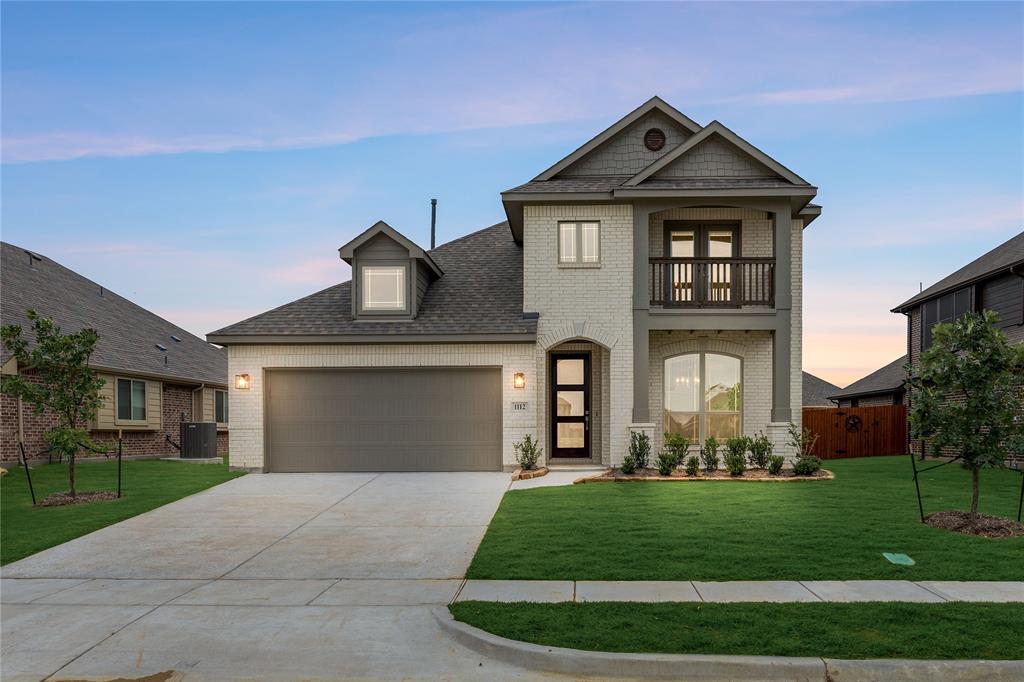 Brand New! Never Lived In! This Bayberry by Bloomfield Homes offers 4 bedrooms, 2.5 bathrooms, gameroom, and formal dining. Situated in the desirable Hunter's Ridge community, this beautifully designed 2,820 sq ft home showcases an open-concept layout with stylish upgrades throughout, including a Gourmet Kitchen featuring double ovens, gas cooktop, quartz countertops, upgraded backsplash, and a stainless steel farm sink, all centered around a spacious island that flows seamlessly into the family room, while the formal dining area is perfect for entertaining; large body tile flooring extends throughout the main living areas in a modern neutral color palette, complemented by a mud room for added convenience, tankless water heater, and 2-inch faux wood blinds throughout, with a spacious primary suite offering upgraded tile finishes including a beautifully tiled shower and surround, generously sized secondary bedrooms, and a well-appointed secondary bath with upgraded tile work, along with a covered patio ideal for outdoor living and a spacious garage, all enhanced by a gorgeous contemporary exterior with balcony, an upgraded 8' ornamental front door, gutters, and a large backyard, showcasing many upgrades throughout; Hunter's Ridge residents enjoy access to hike and bike trails, a community pool, and playground, with students attending highly acclaimed Crowley ISD. Visit Bloomfield Homes today at Hunter's Ridge to tour this gorgeous Bayberry.