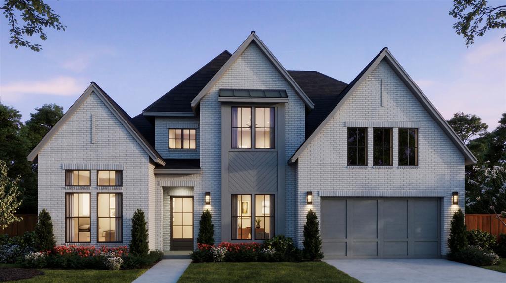SOUTHGATE HOMES REESE II floor plan.  Situated in prestigious Reserve at Waters in Allen, this exceptional 4,315 sqft Reese II plan captivates from the moment you arrive, showcasing a light brick elevation with bronze trim, metal roof accents, and a grand iron entry door.  Step inside to a dramatic switchback staircase, and Oak wood flooring highlighted by the 15’ sliding glass doors and windows in the dining room.  The formal dining opens directly to the chef's kitchen showcasing quartz countertops, an apron-front sink, 48 inch range top, sleek under counter microwave, and ample cabinet space, all highlighted by 20’ vaulted beamed ceilings. The media room and wet bar within reach make hosting friends and family not only convenient but stylish.  The owner’s suite is a serene retreat with vaulted ceilings, spacious walk-in closet, and a spa-inspired bath complete with a walk through shower and freestanding tub.  The first floor is complete with two additional bedrooms with their own en-suite.  Upstairs, find two more bedrooms, a private study, and game room.  Located near parks, Watters Creek, shopping, and golf, this home masterfully blends luxury, comfort, and convenience. Ready in August!