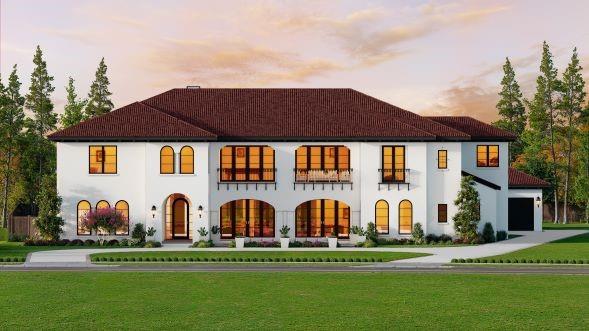 THE FINAL RDCH CUSTOM HOME IN THE HOMESTEAD. Stunning Spanish Modern home on almost one acre with beautiful circular drive, white stucco exterior & large logia.  The 5 BR, 5 Bth + 2 powder Bths. comes with golf cart parking in its generous 4 car garage. Expansive outdoor living and large back yard offer an oasis for luxurious living in the heart of Frescos sought after Newman Village. Enter through 22Ft. covered groin vault ceiling entry to stunning Spanish modern design with appealing open arches in every direction. An open two story  foyer and staircase with three large rain glass windows at the landing & Juliet balcony above are designed to impress. The study is open to foyer with a glass wall separating the two room and  stained wood built in to showcase fine wine collection in temp controlled wine room.  Groin vault hall with designer chandeliers leads to Club room with fireplace and bar and media room beyond. Bold clean lines with bespoke designer touches you have come to expect from every Ron Davis Custom Home awaits with  Sub Zero Wolfe designer appliances in kitchen which has large island and custom cabinetry. The catering kitchen and Butlers pantry  plus the flow of the entertaining areas of this home,  Huge family room w. fireplace & built ins overlooks the large patio through three double French doors.  Master retreat opens to masterfully designed spa bath and expansive wardrobe beyond. Two additional ensuite guest BR's down + other areas to surprise and impress.   Outdoor living with fireplace, surround sound wiring and full kitchen.  Up is game rm. opening to expansive front balcony, an exercise room and two spacious bedrooms. One BR is junior master suite with separate sitting area, separate tub & shower.  Exceptional structural integrity is in every Ron Davis Custom Home with 2 x 6 exterior wall studs for energy efficiency.. 
Professionally designed with cutting edge looks and timeless style is evident throughout this stunning European marvel.