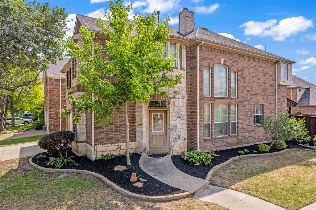 Nestled on a prime corner lot within the exclusive gated community of Fountain Park, this stunning two-story residence offers the perfect blend of elegance and central convenience. Located in the heart of Euless with easy access to Highway 360 and DFW Airport, the home greets you with a grand circular entry, soaring high ceilings, and sophisticated plantation shutters throughout. The functional floor plan is designed for both work and play, featuring a private downstairs office, formal living and dining rooms, and a total of three spacious living areas. The heart of the home is the island kitchen, complete with stainless steel appliances (refrigerator included) and a sunny breakfast nook that leads through sliding glass doors to the backyard. Upstairs, you’ll find a massive loft and all four bedrooms, including a luxurious primary suite boasting a jetted tub, dual sinks, and a separate shower with a rain head fixture. Decorative lighting, fresh landscaping, and a comprehensive sprinkler system enhance the property’s curb appeal, while practical touches like rain gutters and a spacious utility room with built-in shelving provide everyday ease. Residents of Fountain Park also enjoy premium community amenities including a pool, park, walking trail, pond, lake access and more. This home is being sold as-is, offering a fantastic opportunity to secure a substantial footprint in a highly sought-after neighborhood.