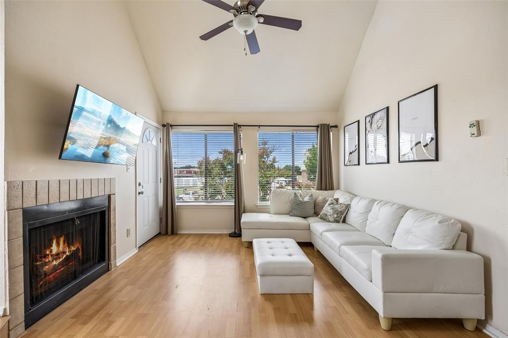 Location, convenience, and low-maintenance living come together in this inviting 2-bedroom, 2-bath Fort Worth condo in the sought-after University Park Condominiums. This spacious two-story condo offers an ideal layout with a welcoming living room with soaring vaulted ceilings, large windows, and a fireplace, a comfortable kitchen, two primary bedrooms with walk-in closets and ensuite baths, and abundant storage, including a private balcony storage closet. Located in a gated community with beautifully maintained grounds, a sparkling pool area, and ample evening lighting, residents enjoy a welcoming atmosphere in the heart of Fort Worth. One reserved parking space is included for added convenience. Perfectly positioned near the Fort Worth Cultural District, West 7th Street, UNT Health Science Center, local dining, shopping, and entertainment, this condo offers exceptional access to everything the area has to offer. Whether you're looking for a primary residence or an investment opportunity, this centrally located condo is one you won’t want to miss! 3D tour available online!