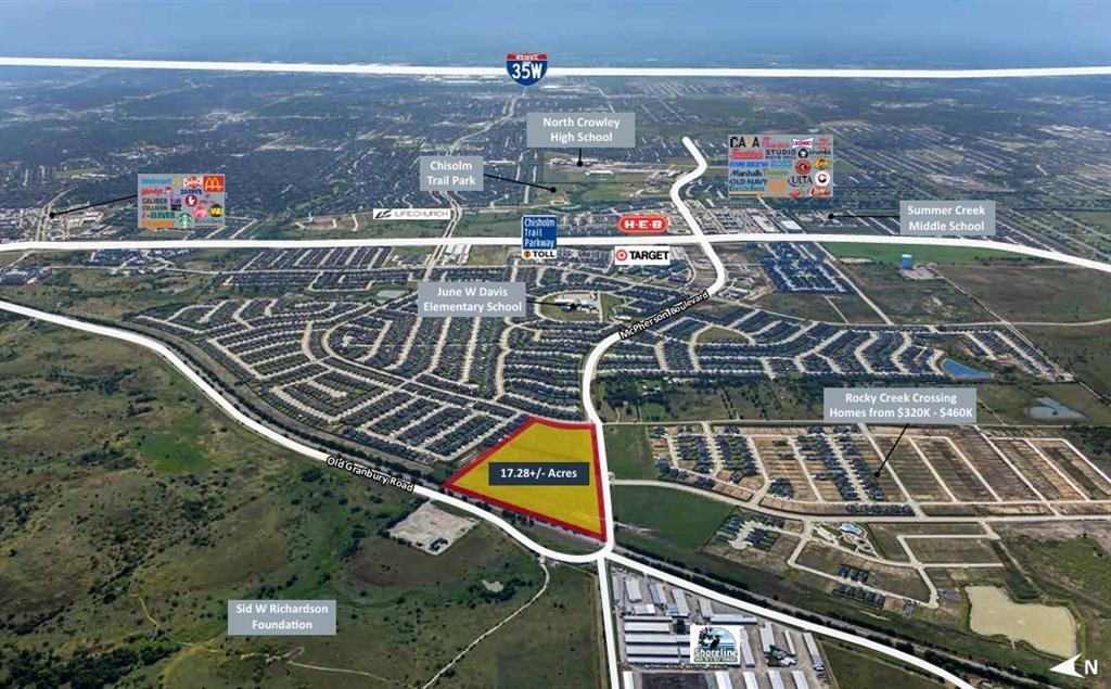 Vanguard Real Estate Advisors has been exclusively retained by Ownership to offer the opportunity to purchase a 17.28 acre commercial development site in Fort Worth, TX. The Site is dual zoned with 6 acres on the east side being zoned E Neighborhood Commercial with the balance being zoned FR General Commercial Restricted. Both zoning classifications allow for the same uses; however, FR zoning allows for all of the same uses as E but with added moderately intense uses such as theaters, auto sales, hotels, health care facilities, and large retail stores amongst others.