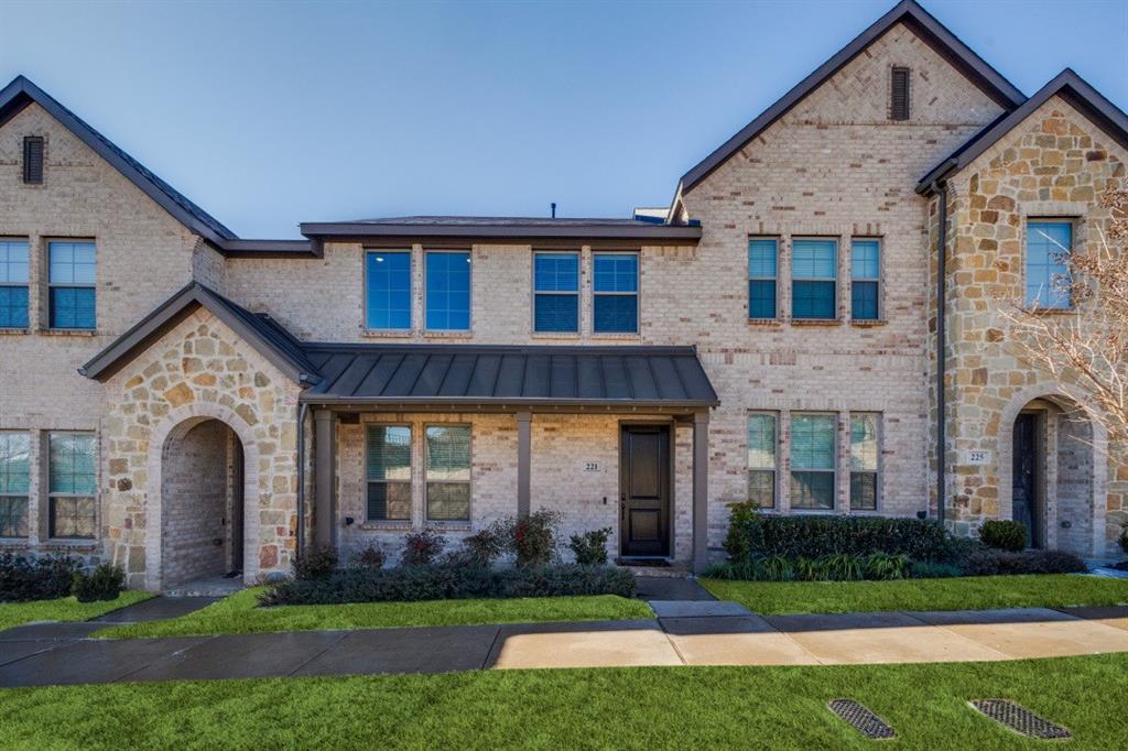 Built in 2022, this move-in ready townhome offers modern design and low-maintenance living; located in Flower Mound with access to top-rated schools. From the inviting covered front porch to the bright, open interior, every space is welcoming. Inside, soaring ceilings and abundant natural light enhance the open-concept living area, complemented by luxury vinyl plank flooring throughout the main level. The kitchen anchors the space beautifully with quartz countertops, stainless steel appliances, a stylish backsplash, breakfast bar seating and a walk in pantry. The adjacent dining area makes everyday meals or entertaining effortless.  Upstairs, the private primary suite features vaulted ceilings, a generous ensuite bath, and a large walk-in closet.  A second bedroom and full bath offer flexibility for guests, a roommate or child, while the open loft provides the perfect space for a desk or reading nook. Additional highlights include an oversized garage and energy-efficient construction. The HOA handles landscape maintenance, irrigation and overall exterior upkeep, for a true lock-and-leave lifestyle.  Community amenities include a sparking pool, playground and walking trails.  Ideally situated near shopping, dining and minutes to DFW Airport.  This home offers comfort and convenience in one beautifully designed package.  Like new refrigerator, washer and dryer are included with a full price offer.