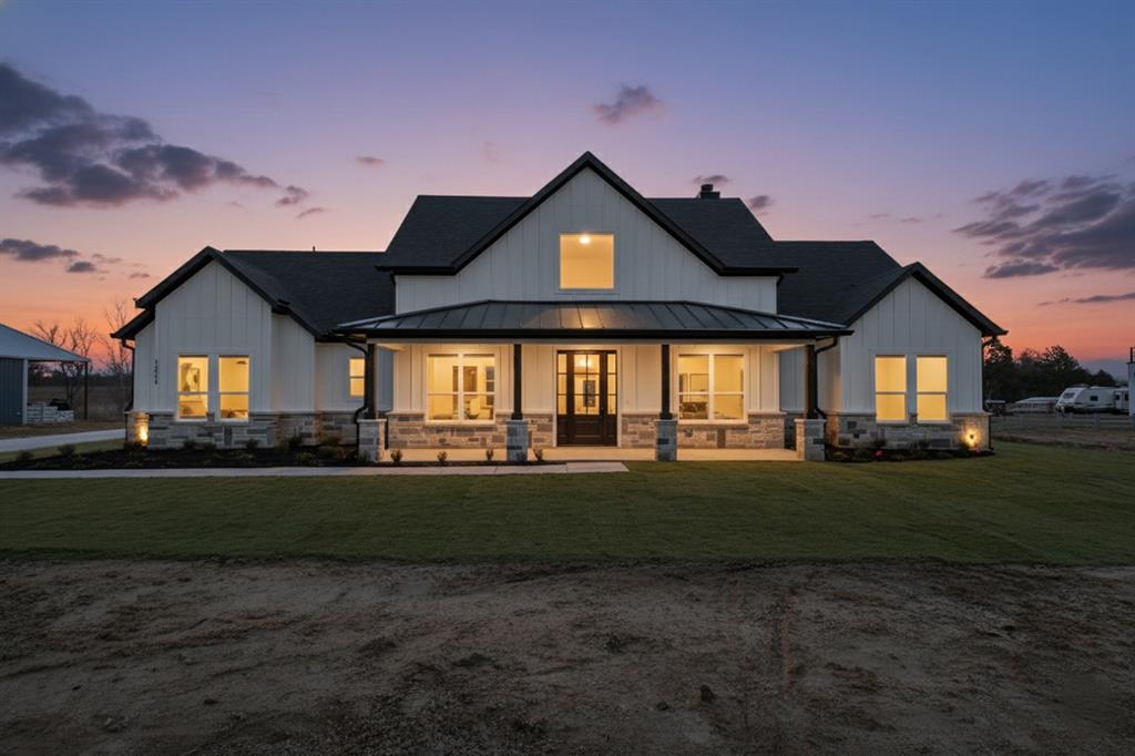 Price Improvement! Priced to Sell! OPEN HOUSE, Sunday, June 21 from 11AM-2PM. Welcome to your own slice of modern Texas luxury. Set on almost 2 sprawling acres in Celeste, TX, this newly crafted custom home blends elevated design with effortless comfort. Step inside and be instantly wowed by dramatic vaulted ceilings, designer flooring, and a show-stopping floor-to-ceiling fireplace that anchors the living space with style and warmth. At the heart of the home, the chef-inspired kitchen steals the spotlight—featuring sleek stainless appliances, quartz countertops, custom cabinetry, and an oversized island made for gathering, hosting, and making memories. The private owner’s retreat feels like a five-star escape, complete with a spa-worthy bathroom and an impressively large WIC. 3 additional bedrooms, plus a dedicated study or home office, offer space and flexibility for every lifestyle. Thoughtful craftsmanship shines throughout, from high end interior designs, spray foam insulation,  security camera wiring, and a full sprinkler system. End your day on the inviting front porch or covered back patio, soaking in wide-open views and unforgettable Texas sunsets. This is more than a house — it’s a statement, a sanctuary, and a place you’ll be proud to call home.