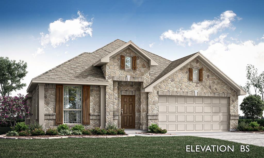 Est. complete new build November 2023! The Cypress plan is a one-story with an open & functional layout offering 4 bedrooms, 2 baths, Formal Dining, and 2-car garage. This home will have attractive curb appeal with a Stone exterior accented by brick, a custom 8' front door, cedar garage door, gutters, and brand new landscaping. Open & bright Family room flows into the kitchen and dining space, with windows lining the entire room and a Stone to Ceiling Fireplace with raised hearth added. At the head of the room, the Kitchen offers a large center island workspace with built-in SS appliances, and Quartz countertops. Engineered Wood flooring in all presentation areas, and upgraded Tile in the laundry room. Other thoughtful details include upper cabinets in laundry room, window seat at Family Room, Covered Rear Patio, pre-installed blinds, irrigation system, and a fully fenced yard with stained fencing. Find out more today by calling or visiting Bloomfield at Ridge Ranch!