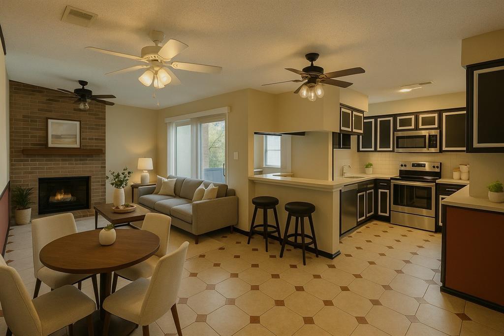 *** SPECIAL FINANCING and GRANT MONEY AVAILABLE (see attachment)   Premium one bedroom home in gated North Arlington community. Huge floorplan, large rooms, hard tile flooring throughout. All updated and renovated. All windows updated to hi-efficiency glass windows. Master suite bath has large garden tub and attached huge closet with custom shelving. Second floor security has private covered patio. Built in cabinets, vaulted ceiling and wood-burning fireplace make this a wonderful home. HVAC and water heater are recently replaced, so this should be trouble free for years! Gated community offers several pools, hot tub, exercise facilities, racquetball courts, tennis facilities, clubhouse with billiards & Ping Pong, BBQ areas and more! Located near Collins Street and I-30, across from Champions Park. Walk to Dallas Cowboy stadium, Texas Rangers ballpark, Texas LIVE!, Six Flags and Hurricane Harbor. Great restaurants, shopping and easy access to I-30 and Hwy 360 to go any direction in Metroplex! NO STRs at all, no new rentals properties at this time; NOT FHA APPROVED. Vacant and ready!