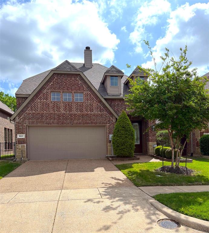 FRISCO ISD  SEE DOCUMENTS FOR UPDATED HVAC INFO ..super private 3-bedroom (with possibility two master suites), 3 full bathroom home with 3 living areas and a 3-car tandem garage, perfectly positioned on a breathtaking greenbelt with stream. Step out to the SIDE courtyard on your expansive 39-foot custom Riviera travertine stone patio complete with a covered sitting area w-ceiling fan and speakers. The backyard overlooks protected greenbelt, delivering privacy and tranquility, beyond that is the Westridge golf course and a stream. Kitchen with granite countertops, center island, stainless steel appliances, abundant cabinetry, generous workspace and a pantry, SS Refrig stays. Spacious separate laundry room with cabinets and space for a freezer; wood flooring throughout the master bedroom, second bedroom, and main living room with gas fireplace, surround sound and wall of windows awesome natural light. Master suite features his-and-her vanities, corner garden tub, extra storage cabinets, oversized separate shower, incl walk-in closet. Second bedroom has view of greenbelt, wood flooring and walk-in closet (currently used as study). Second-floor retreat has an enormous media room w-surround sound AND game room, plus a second master bedroom (or large BR 3) complete with private sitting area and en-suite bath and walk-in closet and 2nd floor PVT patio.  Flush mount speakers (SS) in both the main living room and media room. Tandem 3-car garage w- extra storage hanging shelving units included -perfect for a boat, long vehicles, or workshop. Located in the highly desirable Greens of Westridge Golf community a peaceful enclave just minutes from everything you need: H-E-B Superstore, Kroger, Whole Foods, Walmart and Home Depot all approx 1 mile away; Endless dining, shopping, and conveniences; Highly rated Frisco ISD schools. One of Texas’s premier districts, consistently earning top-tier ratings and recognized for academic excellence, making this an ideal home.