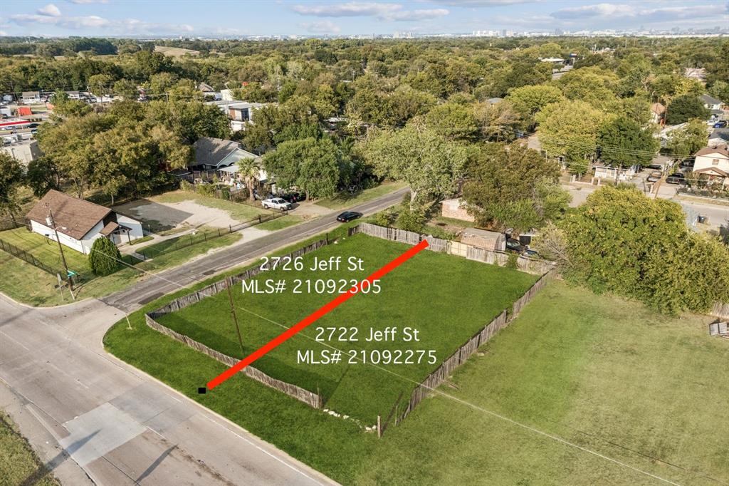 2726 Jeff St is located on the N Walton Walker Service Road W. It is a corner lot on the service road and Martinez Trail. Conveniently located with easy access to TX-12 Loop N and I-30. You will find shopping, restaurants, and other amenities only minutes away. Seller owns both this lot and the adjacent lot (2722 Jeff S, MLS# 21092275) and prefers to sell both properties together. 2726 Jeff St and 2722 Jeff St are BOTH located within the fenced area at the property.