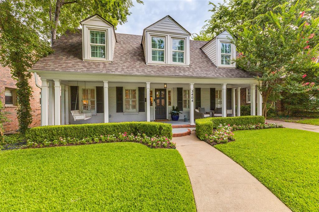This exceptionally charming, impeccably maintained Park Cities cottage offers a tastefully updated open floor plan with delightful designer touches throughout.  A welcoming covered porch with a quaint seating area and porch swing sets the stage for the lovely setting one encounters upon entering this desirable home. The front living room adorned in natural light, seamlessly transitions to an elegant dining room, followed by a dreamy open kitchen.  This ultra spacious kitchen anchored by a large center island with white quartz counters, stainless appliances including a gas range, double ovens, a wine frig and abundant storage provides the ultimate gathering space for the home.   An adjacent mudroom accommodates a full size washer-dryer, locker and cubby space and a convenient half bath serving the back entry.  A second downstairs living area offers ideal space for a playroom, media room or study and is complete with an adjacent full bath.  The first floor primary suite is luxurious and extremely functional for a home of this scale.  Relax and indulge in a spa-like setting with a free-standing tub, large walk-in shower, dual vanities, designed in an elegant crisp white finish  A generous walk-in closet completes the owners retreat.  Upstairs houses two symmetrical front facing bedrooms with quaint valued ceilings along with a third bedroom which could easily serve as a nursery, playroom or office with a shared upstairs bathroom.  An easy low-maintenance turfed backyard includes a putting green providing for entertainment for all ages!  The front driveway has a privacy gate and offers direct access to the detached 2-car garage.  This move-in ready home offers convenient proximity to University Park Elementary, Holmes Aquatic Center (UP Pool), multiple neighborhood parks and walkability to Snider Plaza dining and shopping.  Hurry, this gem will not last long!