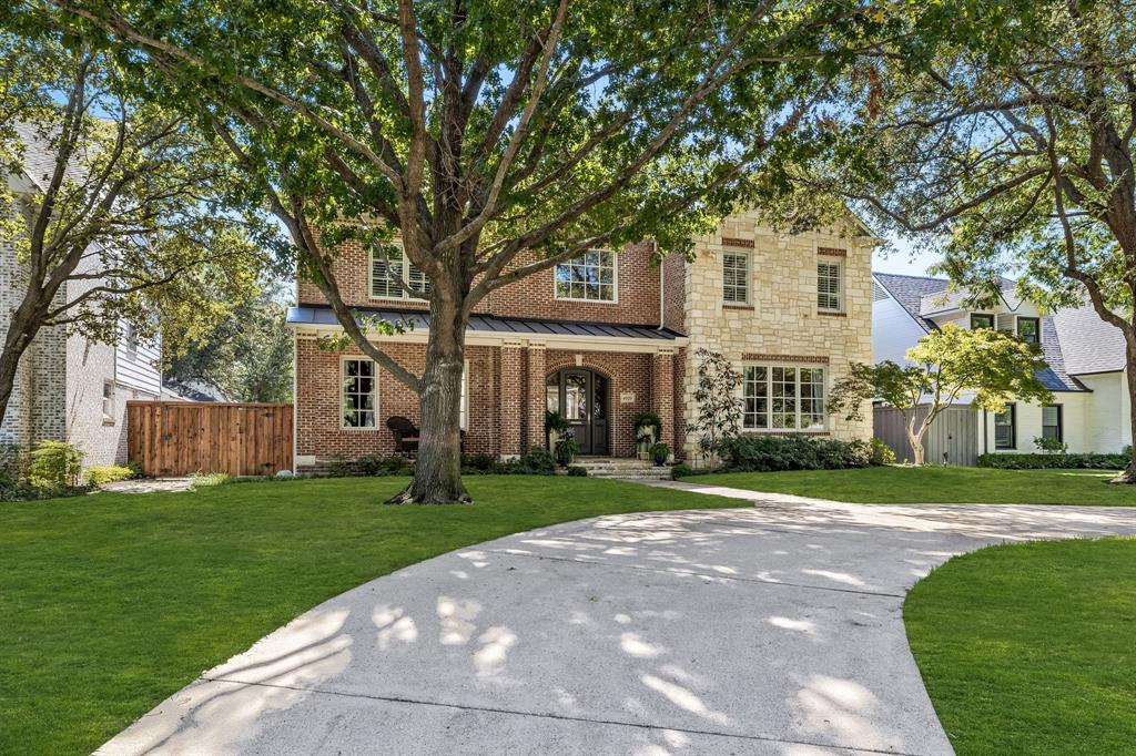 Just what everyone is looking for!! Welcoming front porch and circle drive, in the fairway of University Park. Just 2 blocks from HYER ELEMENTARY!
Grand entry with natural light, central hall plan greet you. Flanked by generously proportioned formals, you're led to the family rm with WBFP, open to kitchen. Wonderful for entertaining! The study is located off the living areas with doors that overlook the pool and outdoor fire pit, patio.  What a perfect place for Mahjong! Expansive kitchen overlooks breakfast and family rm.  Generous amount of counter space, recently refreshed with quartz. In addition to study, a private office conveniently located off of kitchen, by the back staircase. The 2nd flr has oversized primary suite, WIC, and bath, and 3 additional secondary bedrms.  The game rm has a vaulted ceiling, lots of storage. The attic has high ceilings, floored storage space with dedicated staircase.  A refreshing pool and spa compliment the outdoor LA and fire pit.  So much to offer for today's lifestyle! A rolling gate to the oversized 2 car garage, gives added privacy. Walk to Hyer and parks, convenient to Preston Center restaurants and shops.