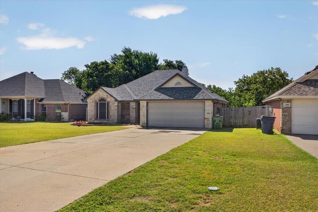 Located on a quiet cul-de-sac in the gated Treaty Oaks neighborhood, this 3-bedroom, 2-bathroom brick home features solid concrete flooring throughout for easy upkeep. The kitchen layout is practical and includes a refrigerator that conveys with the sale. Outside, the fenced backyard is already set up for outdoor space with a playset and a flush-mounted, in-ground trampoline that both stay with the property. The location makes it easy to enjoy the best of Granbury, sitting less than a half-mile from the GISD STEAM Academy and just a short drive down the road from the historic Granbury Square, local restaurants, and the lake. Residents also enjoy access to the gated community’s private pool and clubhouse. As an added benefit for buyers, this home features an assumable FHA mortgage, subject to current lender qualification and guidelines.