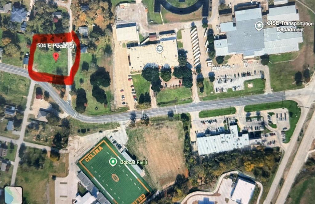 Prime location at 504 E Pecan St., just minutes from Downtown Celina with Pecan Street offering the easiest access to downtown. The property is part of the City improvements, including a future widening of Pecan Street to enhance traffic flow and connectivity.
Thanks to its location, adjacent access road, and green space along Pecan Street, the land is very unlikely to be impacted by the planned roadway expansion, allowing it to retain usability while benefiting from increased value as the area becomes part of downtown.
With close proximity to Downtown Celina, local shops, dining, and ongoing redevelopment, this site presents a strong opportunity for commercial and or residential development to capitalize on short-term growth.

Private Remarks: Buyer and agent to verify all info including lot size, zoning, utilities, taxes, and City projects. Listing agent is a partial owner.