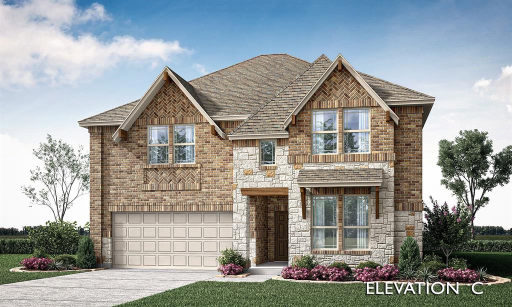 Brand New! Never Lived In! This Rose II by Bloomfield Homes offers 5 bedrooms, 4 bathrooms, gameroom, media room, study, and formal dining. Situated in the desirable Creekview Meadows community, this beautifully designed home showcases a spacious open-concept layout with extensive upgrades throughout, including a Deluxe Kitchen with a 5-burner cooktop, farmhouse sink, pot filler, smooth wrapped island with pendant lights, upgraded backsplash, trash can pull-out drawer, and ample cabinetry that flows seamlessly into the main living area, while the private study features elegant glass French doors and the media room is enclosed with double solid doors for added privacy; upgraded laminate flooring extends through the main areas of the first floor, complemented by upgraded carpet, 8' interior doors, cabinet hardware throughout, and 2-inch faux wood blinds throughout, with a spacious primary retreat featuring an enlarged shower and a secondary bath with upgraded shower, generously sized secondary bedrooms, and versatile living spaces for entertainment and relaxation, plus outdoor living including a covered patio with gas stub, all enhanced by strong curb appeal featuring a brick front porch, upgraded brick and stone exterior, an impressive 8' front door, 8' patio door, exterior uplights, and gutters. Visit Bloomfield Homes today at Creekview Meadows to tour this gorgeous Rose II.