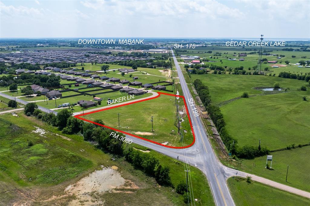 Prime Commercial Opportunity! This nearly 2-acre corner tract offers outstanding visibility in one of Mabank’s fastest-growing corridors. Ideally located at the intersection of a highly traveled State Highway and FM 3080, the property benefits from increasing traffic counts and excellent exposure. Surrounded by growth- including two established residential subdivisions adjacent and directly across the street- this location is perfectly positioned for continued success. Zoned commercial within the Mabank city limits, the site features level topography and on-site utilities, making it ready for development. Well suited for retail, a gas station-quick shop, or other service based businesses, this property provides the accessibility and visibility essential to thrive in a high growth area. An exceptional opportunity for investors and business owners looking to capitalize on location and expansion.