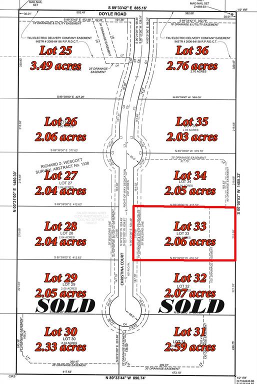 7273 Christina Court has2.06 acres, 215'x416', Legacy Ranch is a neighborhood located northwest of Krum, TX. Legacy Ranch provides 36 lots, ranging between 2-3 acres, Legacy Ranch is developed for a Very Special Group of People that Understand the Love and the Benefits of Country Living. Where You can have a Shop or Barn for Hobbies or Animals that Bring the Bodies and Emotions back to a Tranquil State. Have Space where Someone can take the Time to Slow Down and Appreciate the Simple Pleasures of Life, Again. To provide a Home for Children and Adults where Outside Activities can reduce the Dependencies of Electronic Devices. Krum provides a Great School System, and the Bus will Pick up your Kids. This will be a CC&R in place! no HOA!