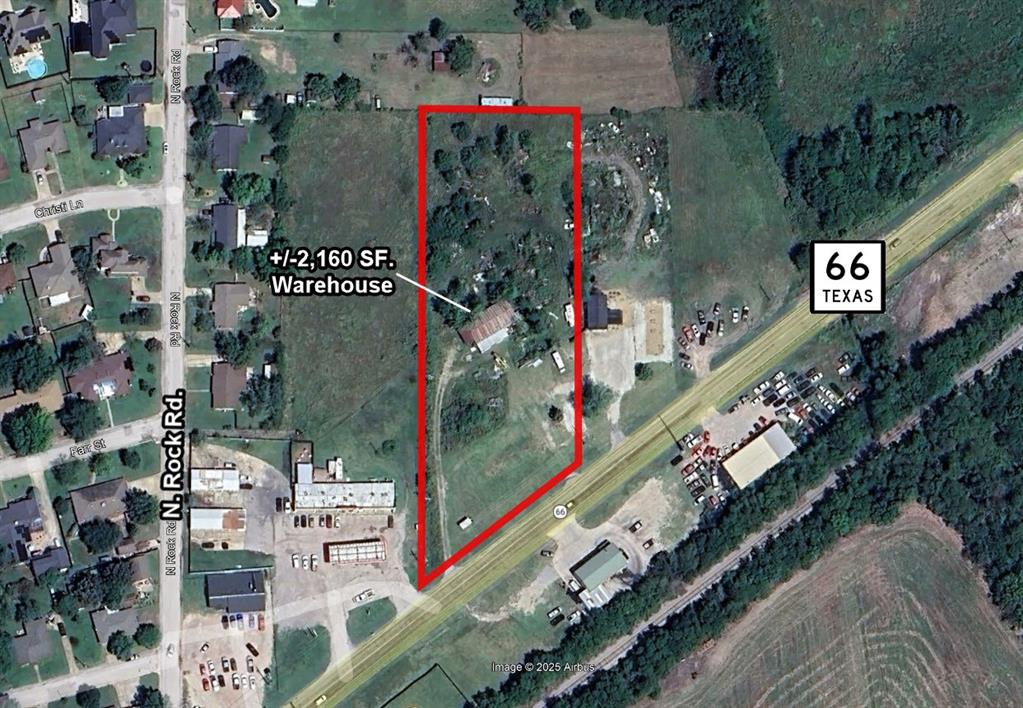 Located within the city limits of Caddo Mills, TX

Existing 2,160 sf. warehouse on site

Great visibility and access from S.H. 66 with over 245 feet of frontage

Free and clear of floodplain

Existing water line services the site and sewer is stubbed to the west at N. Rock Rd.

Existing land use is Commercial with a Future Land Use of Neighborhood Services