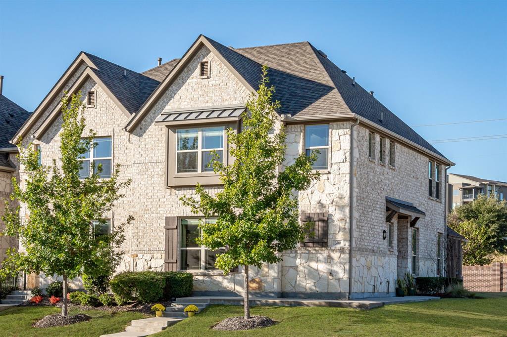 Stunning end unit Windsor townhome in McKinney! Light, bright, and spacious 3-bedroom, 3 full baths, and a half bath for guests. Prime cul-de-sac location with a view of the treeline. Exceptional finish out includes warm wood floors, a built-in butler's pantry, and a custom kitchen. The versatile floor plan offers a first-floor guest room with an en-suite bath for privacy. The enclosed patio and decking are ideal for outdoor entertaining family and friends. The upstairs primary bedroom with a spa-like bath creates a secluded owner's retreat. A substantially sized loft would be ideal as an office or game room. An additional secondary bedroom, full bath, and laundry room are located upstairs for convenience. Just minutes from Historic McKinney Square, shopping, dining, and entertainment. Coveted Valley Creek Elementary ~ McKinney ISD!