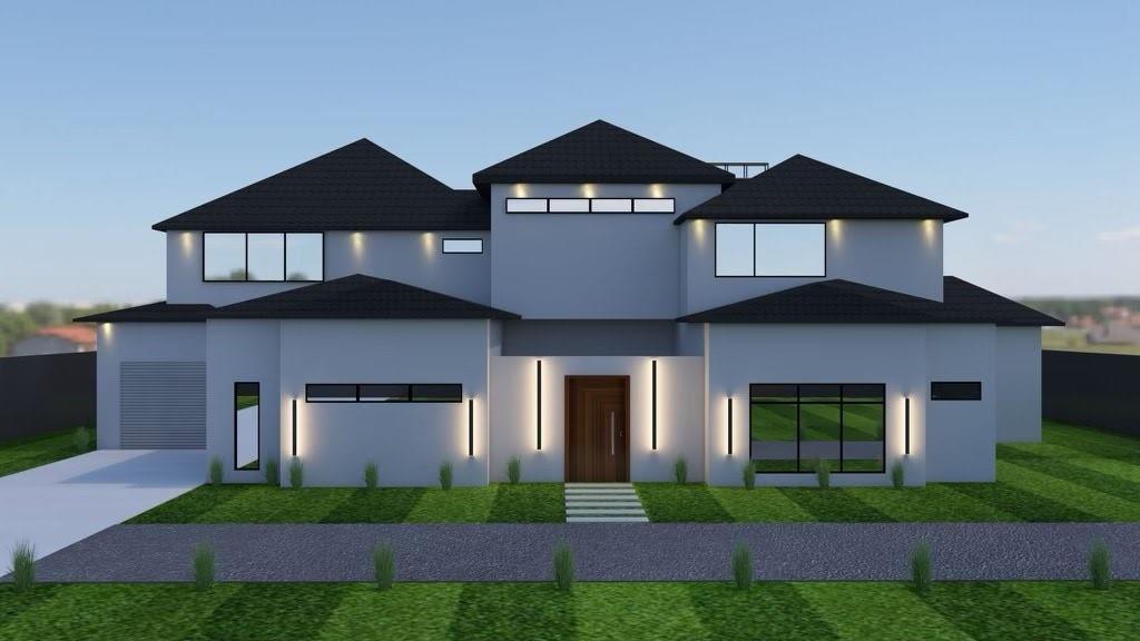 Stunning nearly 7,000 SF new custom modern stucco home, on almost half an acre situated next to english gardens inside elite guard-gated Enchanted Hills in the heart of N. Texas! Boasting glass staircase, natural hardwood floors, a huge great room, 5 beds with ensuite baths, large study, media room, gigantic game room with balcony. Modern highly luxurious kitchen w. gas cooktop and appliances, modern vent hood, quartz & marble countertops, huge 14' white marble island & full scullery prep kitchen! Huge FP. Expansive living & great room glass wall views of your private, landscaped huge backyard & covered outdoor kitchen! This palatial owners retreat offers a relaxing spa inspired ensuite bathroom with attention to detail on luxury & relaxation including a walk-in spa shower, stand alone bath, separate countertops & an oversized closet designed to delight. Three beds with ensuite baths, plus a half bath & a game and media room. Images show pool imagined, not included. Pool can be built.