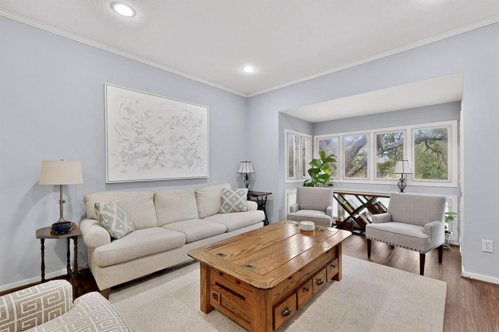 Rare opportunity to own a meticulously maintained condo in a highly convenient North Dallas location with an HOA that covers ALL UTILITIES! Located on the corner of Preston & Royal in walking distance to all the shopping & dining this area has to offer, minutes from local schools, with easy access to Central Market & other grocery stores. So close to every amenity you could ever need! Inside this gated community, residents enjoy access to multiple sparkling pools, assigned covered parking, onsite maintenance & mature shade trees covering the complex. In a coveted spot right by the front gate, this unit offers two private balconies & a fantastic interior layout featuring high ceilings, crown molding, LVP flooring & a gorgeous bay window in the living area. Remodeled kitchen (2019) boasts granite counters & tons of storage, plus a brand-new oven & fridge (2026). Formal dining room sits between the kitchen & living. Generously sized primary suite has a huge walk-in + a secondary closet, room for seating & a covered balcony. Both full baths updated with granite countertops (2019). In-unit laundry located between the main living space & bedrooms (washer & dryer replaced in 2020). HOA dues include ALL UTILITIES—electric, water, gas, internet, trash & blanket insurance—plus external maintenance (structure, yard & gates). Don't miss this prime opportunity to own in an incredibly convenient Dallas location steps from schools, shopping, dining, entertainment +more!