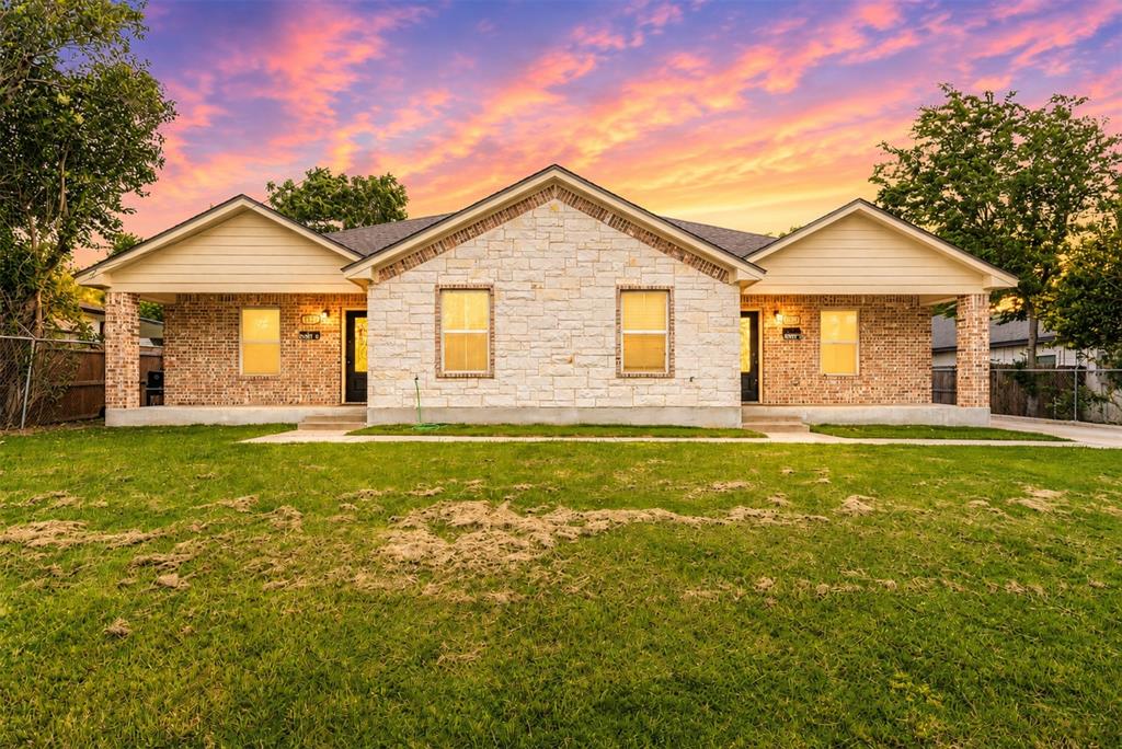 Welcome to this newer brick and stone income-producing duplex, thoughtfully designed for durability, efficiency, and long-term investment potential. Each side offers 1,282 sq. ft. of well-designed living space featuring 3 bedrooms and 2 bathrooms with modern finishes throughout. The open-concept layout showcases stained concrete flooring and recessed lighting, creating a sleek and low-maintenance living environment.
The kitchen features granite countertops, custom cabinetry, and plenty of space for cooking and entertaining. The primary bathroom also includes granite countertops along with a convenient tub shower combo. Each unit comes with its own private covered patio, perfect for relaxing outdoors.

Outside, you'll find ample parking for up to 6 vehicles along with convenient alley access for added functionality and accessibility. The property is currently leased through the end of the year, making this a turnkey investment opportunity with immediate rental income. Whether you're looking to expand your investment portfolio or secure a well-maintained income-producing property, this newer construction duplex is an excellent opportunity.