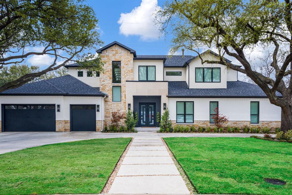 Completed in 2025, this stunning custom residence in the highly sought-after Melshire Estates neighborhood blends timeless architecture with refined modern design and exceptional functionality. The versatile floor plan features 3 bedrooms on the main level and 2 upstairs, each with its own en suite bathroom. A beautifully designed study or cocktail lounge greets you with custom cabinetry and a striking designer backsplash, creating a sophisticated space ideal for work, entertaining, or unwinding. At the heart of the home, the chef’s kitchen is a true showpiece. Custom beams add architectural warmth while the expansive double-island layout offers abundant space for both food preparation and gathering. The kitchen is fully equipped with premium GE Monogram appliances and flows seamlessly into the surrounding living and dining areas, creating an inviting setting for hosting and everyday life. The primary suite serves as a luxurious retreat with a spa-inspired bath featuring a stand-alone soaking tub, an oversized walk-in shower with dual shower heads, and elegant finishes throughout. Fluted wood detailing appears throughout the home, adding a layer of texture and craftsmanship that elevates every space. Upstairs, a large movie room provides the perfect destination for entertainment, while the second laundry room complements the main-level laundry for added convenience and efficiency. The backyard showcases a stunning pool surrounded by a beautifully designed patio complete with an outdoor kitchen, fireplace, and retractable shades that allow for comfortable year-round enjoyment. Additional highlights include a half-circular driveway for added curb appeal and convenience and a full Control4 smart home system that integrates lighting, audio, and technology for seamless modern living. This exceptional home offers luxury, thoughtful design, and sophisticated living in one of Dallas’ most prestigious and established neighborhoods.