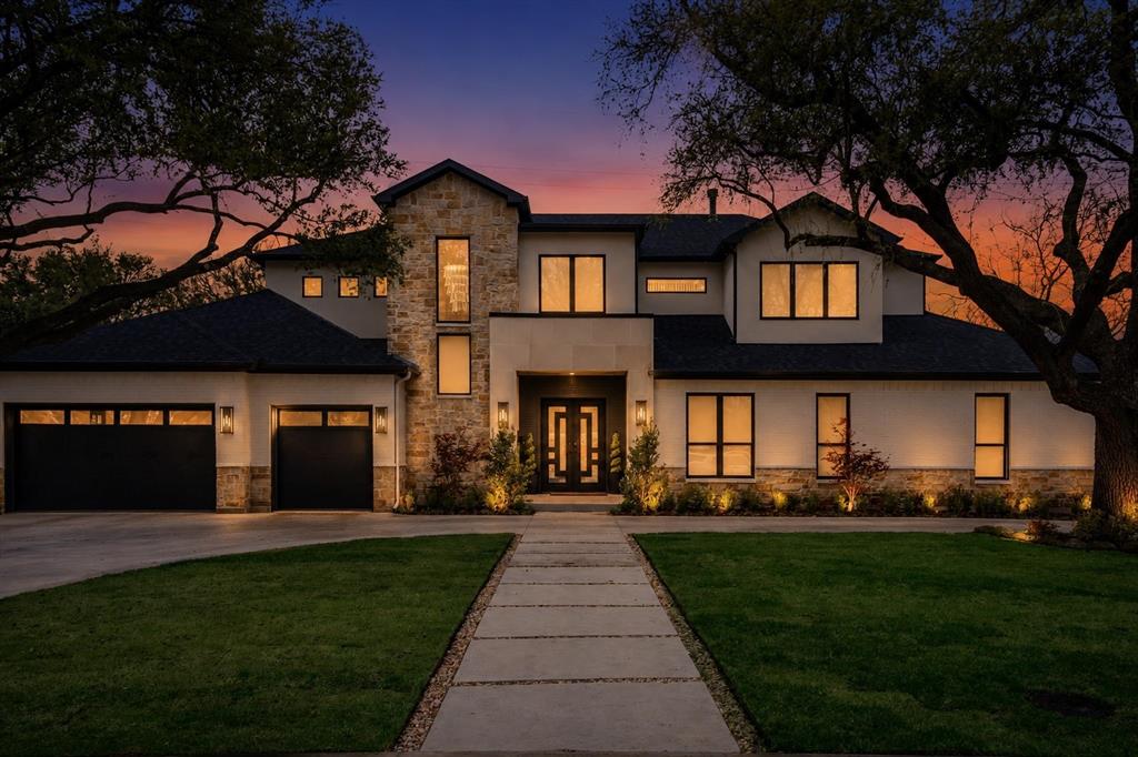 Completed in 2025, this stunning custom residence in the highly sought-after Melshire Estates neighborhood blends timeless architecture with refined modern design and exceptional functionality. The versatile floor plan features 3 bedrooms on the main level and 2 upstairs, each with its own en suite bathroom. A beautifully designed study or cocktail lounge greets you with custom cabinetry and a striking designer backsplash, creating a sophisticated space ideal for work, entertaining, or unwinding. At the heart of the home, the chef’s kitchen is a true showpiece. Custom beams add architectural warmth while the expansive double-island layout offers abundant space for both food preparation and gathering. The kitchen is fully equipped with premium GE Monogram appliances and flows seamlessly into the surrounding living and dining areas, creating an inviting setting for hosting and everyday life. The primary suite serves as a luxurious retreat with a spa-inspired bath featuring a stand-alone soaking tub, an oversized walk-in shower with dual shower heads, and elegant finishes throughout. Fluted wood detailing appears throughout the home, adding a layer of texture and craftsmanship that elevates every space. Upstairs, a large movie room provides the perfect destination for entertainment, while the second laundry room complements the main-level laundry for added convenience and efficiency. The backyard showcases a stunning pool surrounded by a beautifully designed patio complete with an outdoor kitchen, fireplace, and retractable shades that allow for comfortable year-round enjoyment. Additional highlights include a half-circular driveway for added curb appeal and convenience and a full Control4 smart home system that integrates lighting, audio, and technology for seamless modern living. This exceptional home offers luxury, thoughtful design, and sophisticated living in one of Dallas’ most prestigious and established neighborhoods.