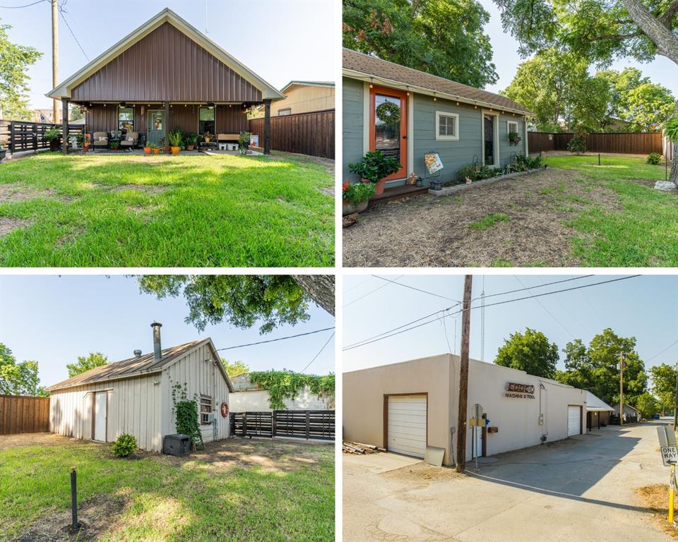 Modern 1-bedroom, 1-bathroom barndominium built in 2020 on .22 acres is located in Hillsboro, TX.  This 960 square foot home is located within walking distance to the growing downtown area with restaurants, grocery store, and shops. This home features contemporary concrete flooring throughout. The industrial kitchen showcases unique concrete countertops, a stainless steel farmhouse sink, stainless steel oven, microwave, dishwasher and a nice island. A large walk-in pantry with Elfa shelving provides exceptional storage space. The primary bedroom includes walk-in closets and an en suite bathroom with dual sinks on separate vanities and a walk-in shower. This home has a loft room which can be used for an extra sleeping room or storage space. The home has electric AC and a tankless water heater for efficient operation. Outside, enjoy a covered carport patio area perfect for outdoor relaxation. The property is fully fenced for privacy and security. The property includes a 2-car carport, an 8x20 she-shed, and a 20x30 storage bldg. on concrete foundation.  A standout feature is the 40x60 stucco building that formerly operated as a machine shop. This functional structure includes electricity, water, an office, and a bathroom, making it perfect for continued business use, hobbies, workshop space, or storage. With versatile outbuildings, this property offers modern living with incredible potential for work-from-home opportunities or small business operations!