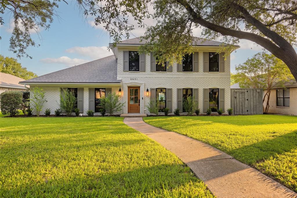 Welcome to 6631 Fireflame Drive, a stunningly reimagined residence by Maverick Design in the heart of sought-after Prestonwood. Blending timeless architecture with modern sophistication, this beautifully renovated two-story home offers expansive living spaces filled with natural light, designer finishes, and effortless flow for everyday living and entertaining. The open-concept kitchen features custom cabinetry, quartz countertops, stainless steel appliances, a large island, and a charming breakfast area overlooking the backyard. The spacious living room is anchored by a striking fireplace and opens seamlessly to the dining and kitchen areas. The thoughtfully redesigned primary suite showcases a spa-inspired bath with dual vanities, a freestanding soaking tub, oversized walk-in shower, and elevated designer details throughout. Upstairs, generously sized secondary bedrooms provide flexibility for family, guests, or work-from-home needs. Outside, enjoy your own private retreat with a sparkling pool and expansive patio. Every detail has been carefully curated—from wide-plank flooring and updated lighting to fresh interior and exterior finishes—making this home truly move-in ready. Ideally located near premier shopping, dining, parks, and highly regarded schools, 6631 Fireflame Drive delivers the perfect combination of luxury, comfort, and location.