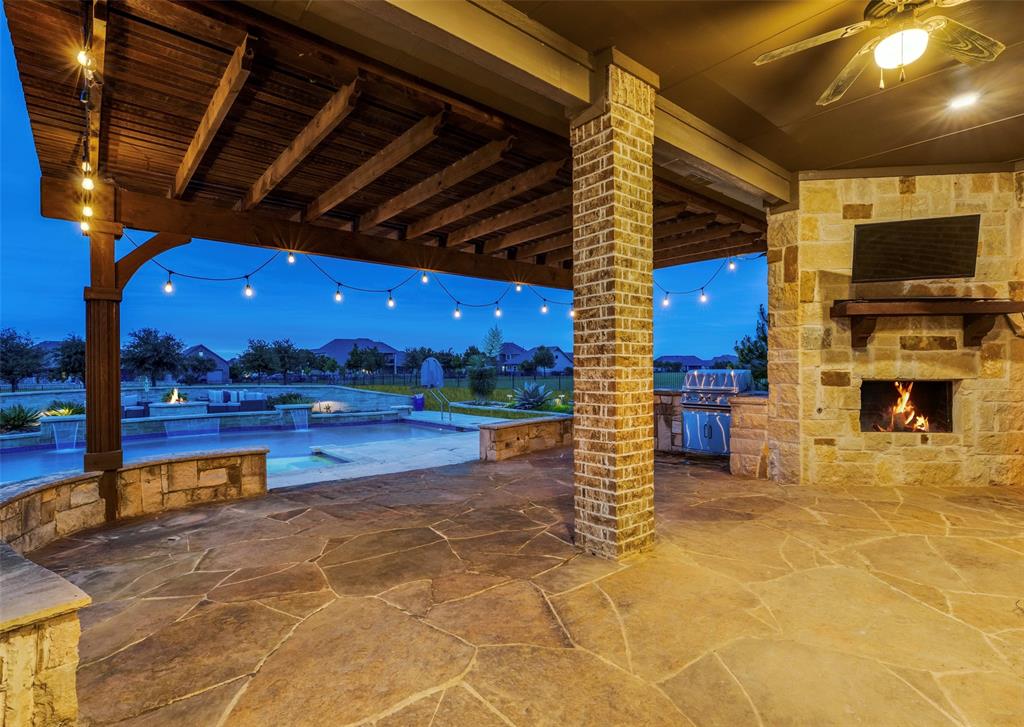 SUMMER starts here! Welcome to this beautifully designed 5 bedroom, 4.5 bath home on an acre lot in Celina, offering the perfect blend of space, comfort, and luxury. The open concept layout is filled with natural light, seamlessly connecting the kitchen and main living areas. The septic system was serviced and pumped in April 2026, and the carpet and grout were professionally cleaned, making this home truly move in ready. The first level features a spacious primary suite with custom closet built ins and direct access to the backyard oasis, along with a guest bedroom featuring a full en suite, perfect for visitors or multigenerational living. A private office with custom built ins and plantation shutters creates an ideal work from home space. Upstairs, you’ll find three additional bedrooms, including a split Jack & Jill layout, plus another bedroom with its own private ensuite. A spacious game room and dedicated media room provide plenty of space for entertaining and everyday enjoyment. All bedrooms include walk in closets, offering abundant storage throughout. Step outside to your private backyard retreat complete with a sparkling pool, outdoor fireplace, gas grill, and fire pit. Professionally wired landscape lighting and a pool fence enhance the outdoor space, all set on an expansive acre lot with room to relax, play, or entertain. A 3-car garage completes this exceptional home, combining functionality and elegance in one of Celina’s most desirable areas.