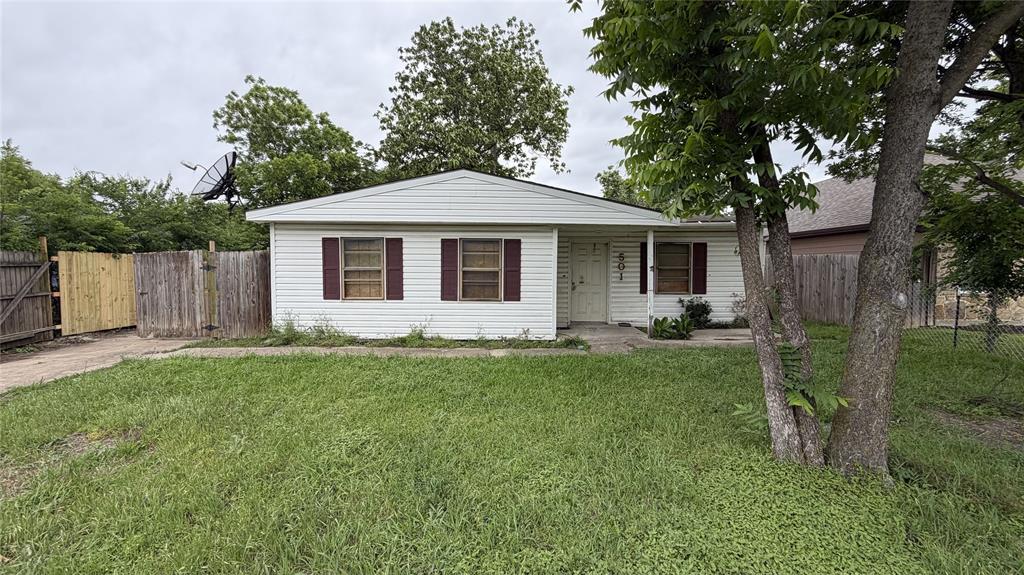 Investor opportunity! Nearly 3,000 sq ft taken to the studs with foundation work completed and new wood privacy fence installed. Features include upstairs bonus area and oversized workshop - garage. Ready for finish out. Sold AS IS. Cash only. Buyer to verify all info.
