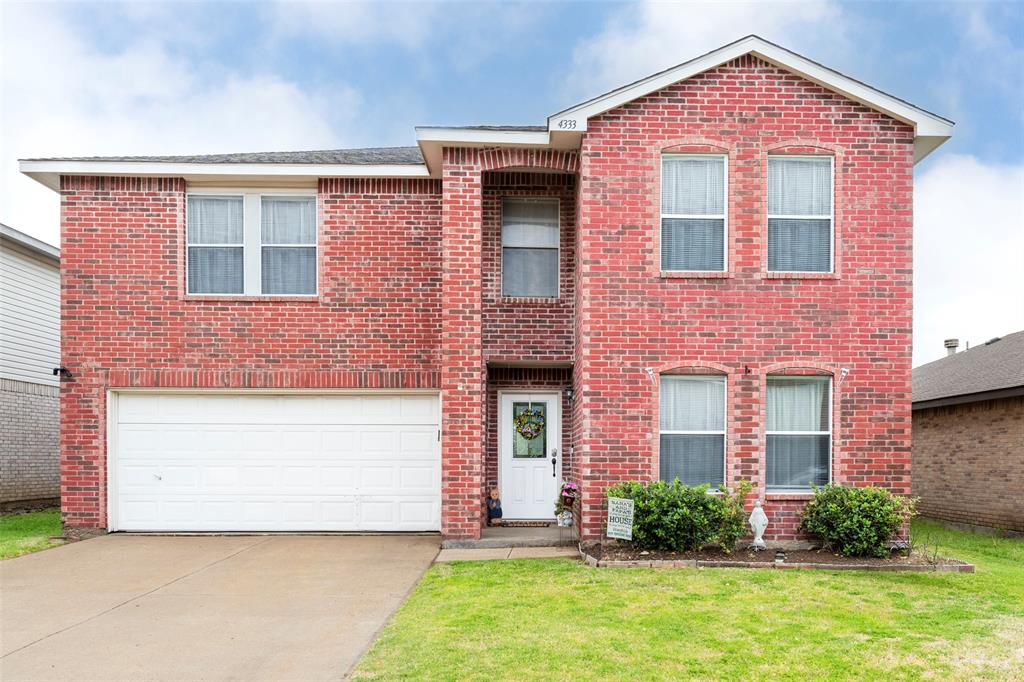 Spacious 1-owner home in SW Fort Worth with close proximity to schools and the Chisholm Trail. Updates throughout include the HVAC system, recent interior paint, luxury vinyl plank flooring, and granite countertops in the kitchen. Bluetooth range just installed. Large walk-in pantry and utility room with shelving for storage.  As you walk in, there are formal rooms that could also be used as a home office.  The living room has a brick fireplace and great windows. All bedrooms are upstairs, including a 17x16 master suite with a huge closet, large tub, and walk-in shower. There is also a game room upstairs. 3 living areas and 2 dining areas in total. The backyard allows plenty of room for kids, a grilling patio, and a storage shed. Charter and private school options for K-12. A1-rated Harmony Charter Schools are nearby. Solar lease is $138 a month, and there is free electricity most of the time.