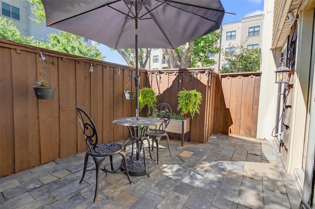 Comfortable. Fresh. Convenient. 2702 Douglas #126 is an end unit townhome located a few minutes walk to Kroger, eateries and shops. The home is set back from Douglas offering a quiet indoor atmosphere. Walk up to #126 and you are greeted by an inviting patio complete with a secure storage shed. Inside, you will find a smart, efficient floor plan that gives you space where you need it the most. The main level features a spacious kitchen, half bath, laundry, dining area, living room and handy storage spaces. Go out the back door for easy access to the gated parking area that includes one carport space and some unassigned parking. Upstairs features 2 spacious bedrooms with walk in closets, bright windows and an oversized bathroom. The monthly assessment includes exterior insurance, water, trash, landscaping and exterior maintenance. Owner pays electric, internet and interior insurance. Come tour this unique, inviting condo at one of our many open houses or schedule your showing today!