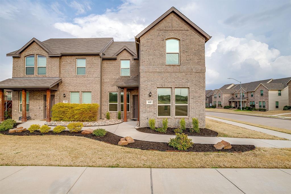 Discover this stunning previous Impression Homes ‘model home’ located in the desirable Coventry East Townhomes community. Thoughtfully designed with an exceptional layout, this spacious residence features four bedrooms and three full baths, including a generously sized primary bedroom with impressive ensuite bathroom and walk in closet. The heart of the home is the open concept kitchen, highlighted by a massive California island, stainless steel appliances, granite countertops, and Subway tile backsplash, perfect for entertaining and gathering. Wood-look tile flooring flows throughout the main living areas, complemented by elegant upgrades such as an iron spindle staircase, decorative wall trim feature in the living room & master bedroom, adding a touch of modern sophistication. Situated on a premium corner homesite, the property offers beautiful greenbelt views from both the front and back. Conveniently located near schools, shopping, dining, and entertainment, with quick and easy access to I-35 for an effortless commute. This exceptional home truly combines style, comfort, and location.