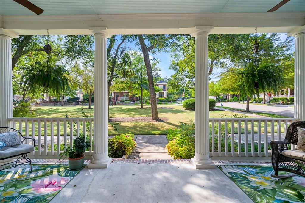 Fall in love with this charming, former model home in the sought-after Tucker Hill neighborhood. With storybook curb appeal, this 5-bedroom, 4.5-bath home sits on a corner lot on the ONLY street in Tucker Hill that enjoys one full acre filled with 100 year old pecan and oak trees as your front yard. Designed for indoor-outdoor living, every bedroom opens to a covered porch or patio, and the multi-level yard offers endless spaces to relax or entertain. Inside features a recently updated kitchen with Wolf gas range and quartz countertops, guest bathroom, and solid white oak hardwood floors.  Open living with fireplace flows to dining and kitchen with built-in shelving. Upstairs, the luxe primary suite features dual vanities, jetted tub, and a separate shower, plus two guest rooms, media room, and game room. Rare casita with private entry, bath, and kitchenette is perfect for guests or multi-gen living. Zoned to Prosper ISD. Community includes a private dog park, pond, two children's parks and includes neighborhood events such as concerts at the fountain park and Saturday morning coffee on the porch.