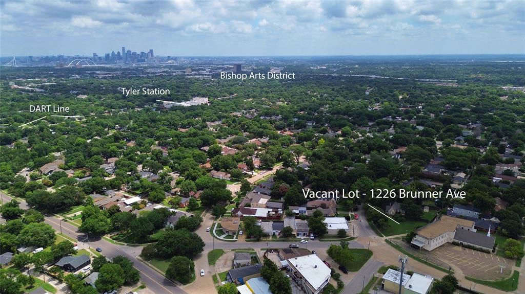 Rare opportunity to build in the heart of North Oak Cliff's on a charming avenue in the historic Elmwood neighborhood. The lot is zoned R-75 and offers strong potential due to its shape and the options afforded by the wraparound alley access. See the plats uploaded in Documents. This residential lot is within walking distance of neighborhood coffee shops, dining, the DART station at Tyler & Vernon, the popular Tyler Station, walking trails and the Elmwood greenbelt. Enjoy the best of urban convenience and neighborhood charm with easy access to Bishop Arts, Methodist Hospital, and Downtown Dallas. Create a custom residence in one of Oak Cliff's most beloved communities while enjoying the character, walkability, and sense of place that make Elmwood so special. The residence next door at 1218 Brunner Ave is available also. See MLS #21288633.