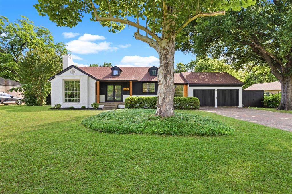 Luxuriously Remodeled One-Level Home with Entertainment-Friendly Upgrades and Gourmet Kitchen! Beautifully nestled on a 0.38-acre LARGE LOT in a highly sought-after neighborhood of Casa Linda Estates, this 4BR, 4.5BA residence emanates an upscale vibe with a fabulously refreshed exterior. Bursting with curb appeal, the 4,397 SQFT home captivates with a seamless blend of complementary colors and rich natural textures. Natural light cascades through the modern glass panel front door, while the organically flowing layout is enhanced by gorgeous hardwood flooring. Entertaining options abound throughout this truly magnificent property. Intimate gatherings may be enjoyed by the warmth of the living room’s woodburning stone fireplace, or take refuge in the sundrenched adjoining flex room. Created for gourmets, the open concept chef’s kitchen features stainless-steel appliances, gas range, custom white shaker cabinetry, center island, quartz countertops, elegant flooring, and a dining area with skylights and vaulted ceilings. Adding to the culinary splendor, the butler’s pantry-dirty kitchen affords privacy for cooking, while hosting guests. After-dinner drinks and easy conversation may be savored in the adjacent family room boasting wood beam ceilings. Sensationally spacious, the primary bedroom impresses with high ceilings, huge walk-in closet, and an enviable en suite. Two entrances each lead to luxurious double vanities, as well as the wet room with a luxe soaking tub and enormous walk-in, dual head rain shower. One extra bedroom has a private en suite and walk-in closet. Additional considerations include a covered parking pad, laundry room, sprawling lawn, tons of storage throughout, close to White Rock Lake, shopping, restaurants, schools, White Rock Medical Center, HWY78, and entertainment, and so much more!