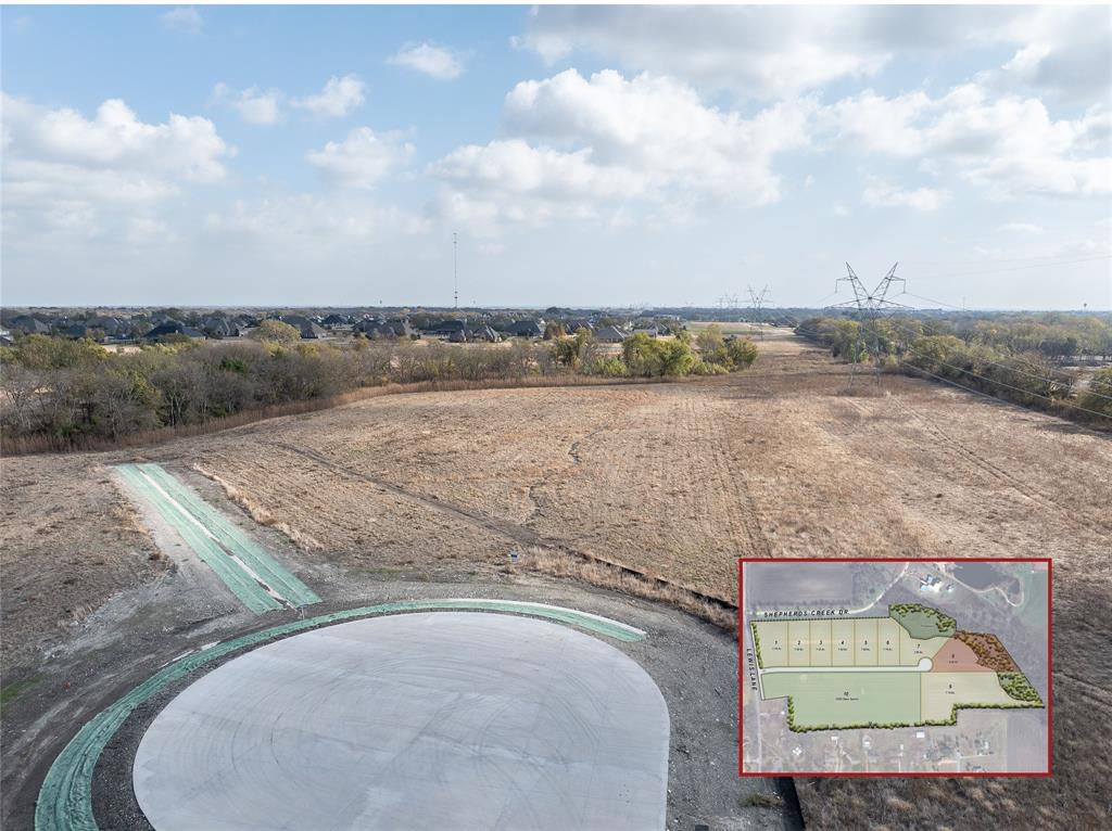 Wildflower consists of eight luxury custom home sites in a rural setting in Lucas near legendary Southfork Ranch and just minutes from the shopping, restaurants, and medical facilities in Plano and Allen. Located in Plano ISD, all lots are 1.5 acres or greater with two premium lots that back to the creek at the end of the cul-de-sac. Residents will be able to take a morning or evening stroll or walk their dog on the limestone trail that will extend through a nearly 12-acre private park full of wildflowers.  Select your builder from a list of pre-approved skilled custom home builders.  Exterior home designs are regulated by architectural design standards structured to accommodate both traditional and transitional style homes.