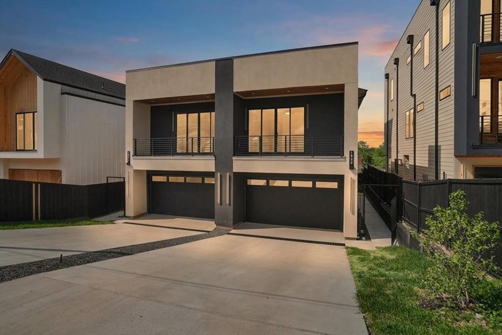 Thoughtfully designed new construction half duplex offering 4 bedrooms, 3.5 bathrooms, and 2,898 sq ft across two living levels plus a rooftop terrace. Built with elevated finishes and quality craftsmanship throughout, this home features an open-concept layout, expansive windows, and a spacious kitchen with a large island and gas range, perfect for both everyday living and entertaining.

The primary suite offers a spa-like bath with soaking tub and custom tile. A private lower-level mother-in-law suite provides incredible flexibility, ideal as a second primary suite or dedicated home office. The rooftop terrace showcases beautiful Dallas skyline views and includes a dedicated storage room with electricity that can easily function as a small prep space, hobby area, or bonus storage.

Unbeatable location just minutes from Bishop Arts District, Stevens Park Golf Course, Trinity Groves, and Sylvan Thirty, with easy access to top dining, shopping, and entertainment. A standout opportunity for low-maintenance living in one of Dallas’ most vibrant neighborhoods.