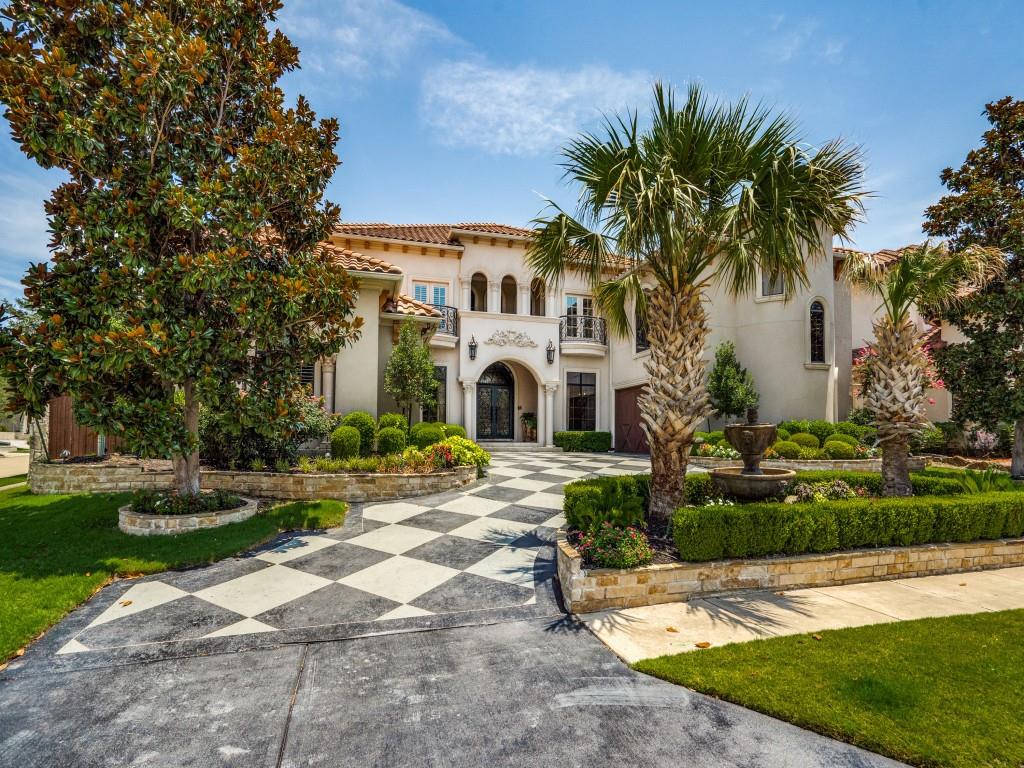 Exquisite masterpiece meticulously maintained & move in ready. Circular drive & 4 car garage. Luxurious upgrades & stunning architectural detail embracing Mediterranean Lifestyle. Foyer has soaring ceilings & grand double staircase. This generous floorplan features first floor primary suite, guest BR & sophisticated study. Chef's dream kitchen has lg island, commercial appliances & frig, overlooks living area w-FP, soaring ceilings & backyard views. Iron gated wine room. Private primary suite has see-thru FP, luxury bath w-separate vanities, double shower, his & her WIC closets. There are 4 bedrooms on the second level 2 ensuite baths along with unlimited entertainment opportunities including living area, game & cardroom, theatre, kitchenette-bar area & multiple balconies. Laundry doubles as prep kitchen w-ctop, oven & sink. Backyard oasis has expansive outdoor living, kitchen for grilling, FP, pool bath, overlooking beautiful pool, spa, cozy fire pit & lush landscaping w-mature trees.