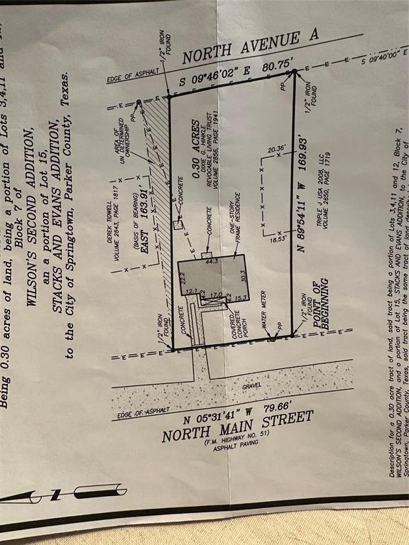Don’t miss this .3 ac Property for your business.Property goes to Ave A in the back. Contact the City of Springtown for more information on zoning. 
It’s a 2-1-1 wood frame home with a metal roof. Lots of potential in this fast growing city.