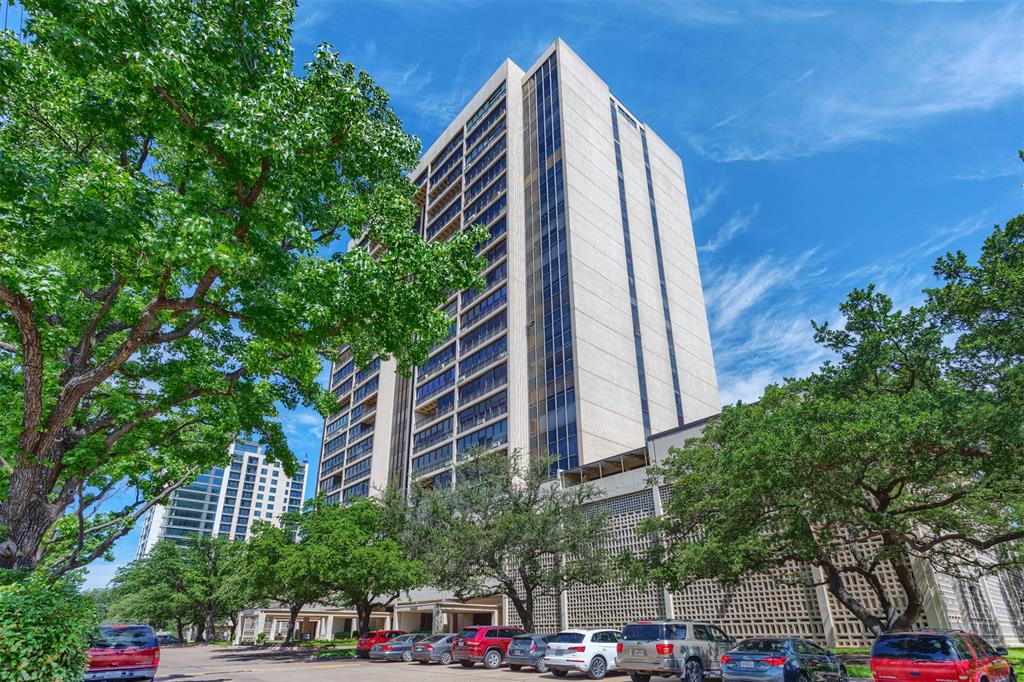 Blank Canvas opportunity priced below market to customize this two Bed, two Bath, High Rise Condo to your exact needs! Truly, a lock and leave building with 24-7 security and concierge. It's a Prime Northwest Highway location perfectly positioned near top-tier dining, premier shopping, and major highways, offers both convenience and luxury. Step inside to floor-to-ceiling windows that flood the space with natural light, great wood floors and a custom mirrored dining area, with views of Downtown Dallas that are stunning!  The highly coveted South facing outdoor balcony expands your living space and provides a flexible area to design to your taste.  Other amenities: Saltwater heated pool, fitness center, library, and meeting rooms located on the 4th floor. HOA dues include all utilities, electric, cable, Wi-Fi, water, grounds maintenance, and more.  This is your chance to create a home all your own with breathtaking views and unbeatable amenities in the heart of Dallas. Call me to schedule to see it today!