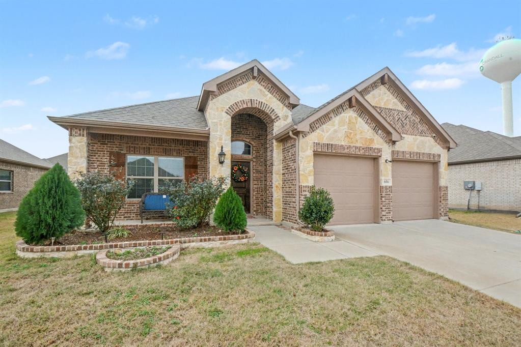 Beautifully crafted by Altura Homes and move-in ready, this 3-bedroom, 2-bath home with a dedicated study offers comfort and style throughout. The kitchen features granite countertops, 42-inch cabinets, and stainless steel appliances. The primary suite includes a garden tub, separate shower, and generous space to unwind. Outside, enjoy full sod, a sprinkler system, privacy fencing, and full gutters—everything you need for easy living from day one.